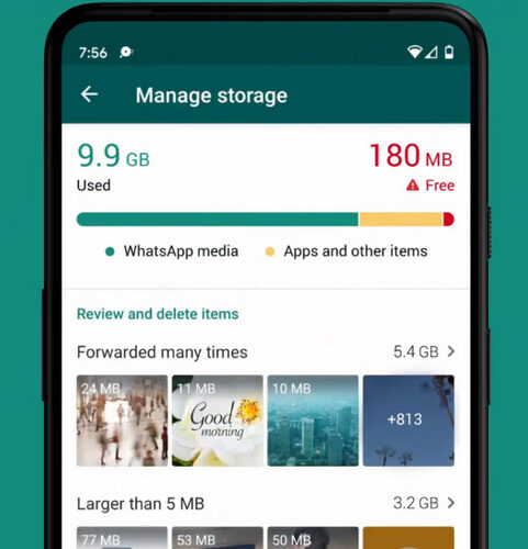 تطبيق واتس اب يضيف أداة إدارة السعة التخزينية لحذف الرسائل و الملفات الغير مهمة!