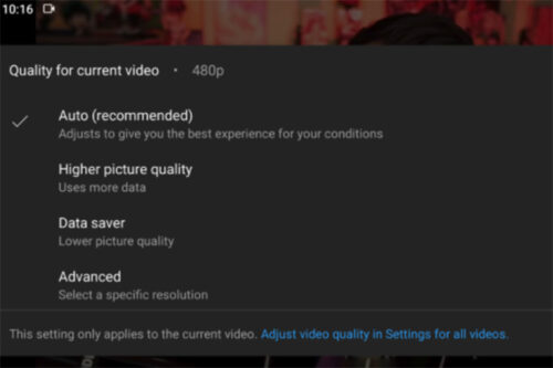 تطبيق يوتيوب يختبر إعدادات جديدة للتحكم في جودة الفيديو دون التأثير على الدقة