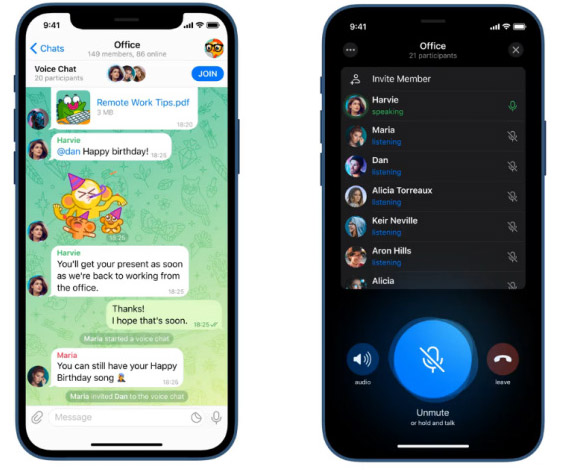 تطبيق تيليجرام يضيف ميزة مكالمات الصوت الجماعية في تحديث جديد!