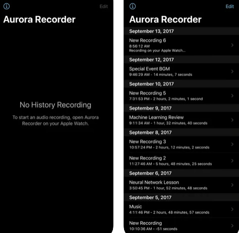 تطبيق Aurora Recorder للتسجيل عبر ساعة ابل