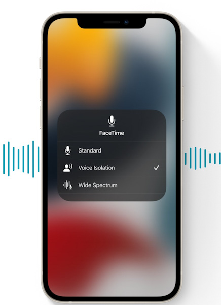 أبرز مميزات تطبيق FaceTime في تحديث iOS 15 و iPadOS 15 عزل أو شفافية الصوت
