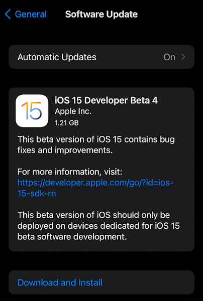 تحديث iOS 15 - إطلاق النسخة التجريبية الرابعة من التحديث iOS 15 Beta 4 