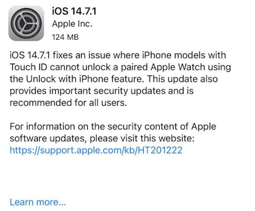 ابل تطلق تحديث iOS 14.7.1 لإصلاح مشاكل أمنية مهمة!