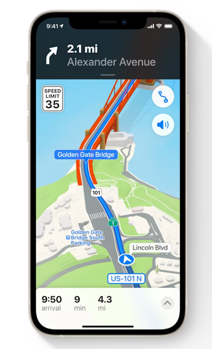 قيادة أفضل مع خرائط ابل تطبيق خرائط ابل مع تحديث iOS 15