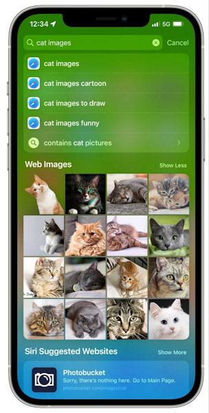 تحديث iOS 15 ميزة البحث سبوت لايت Spotlight البحث عن الصور