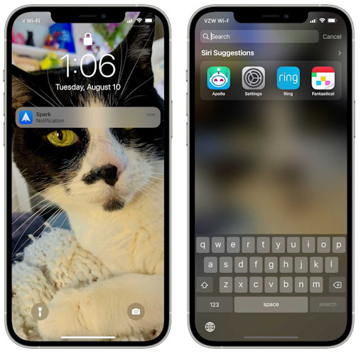 تحديث iOS 15 ميزة البحث سبوت لايت Spotlight البحث من شاشة القفل