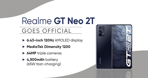أفضل هواتف الفئة المتوسطة - Realme GT Neo2T بمعالج Dimesnity 1200-AI ويدعم الشحن بقدرة 65 واط