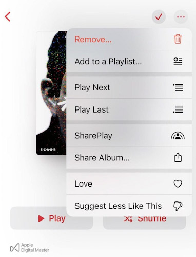 خاصية SharePlay في تطبيق الموسيقى