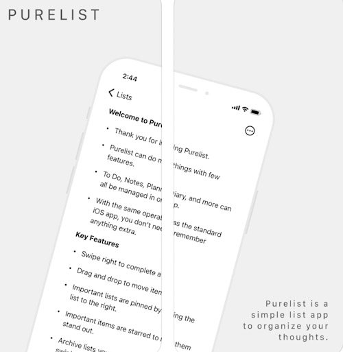 تطبيق Purelist - لتدوين الملاحظات