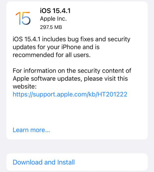 ابل تطلق تحديث iOS 15.4.1 لحل مشكلة استنزاف البطارية