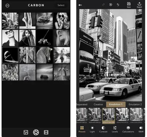 تطبيق Carbon - صور بالأبيض والأسود