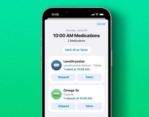 تحديث iOS 16 - تتبع تناول الأدوية