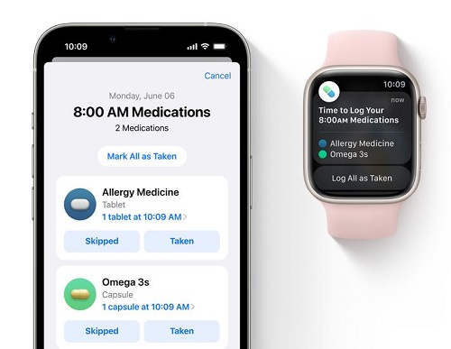 تحديث ساعة ابل watchOS 9 - التذكير بالأدوية