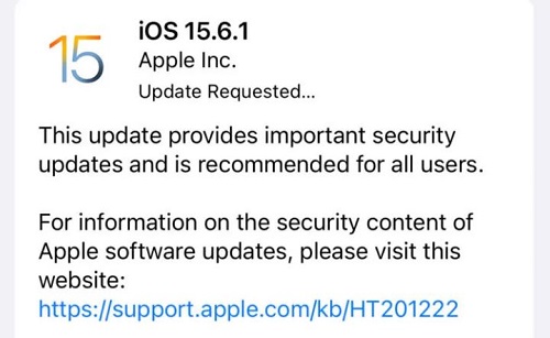 تحديث iOS 15.6.1