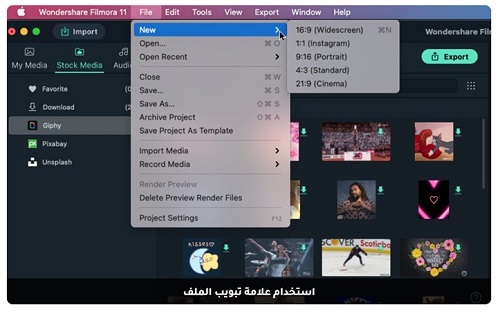 Wondershare Filmora 11 - استيراد وتسجيل الوسائط