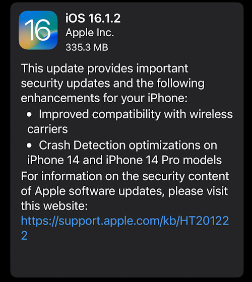 ابل تطلق تحديث iOS 16.1.2 - وهذه أهم المزايا الجديدة!