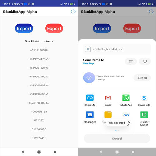BlacklistApp: Share Blacklist