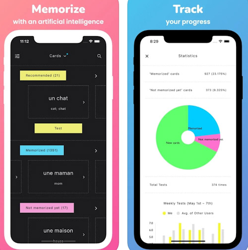تطبيق Memorize لتعلم الفرنسية