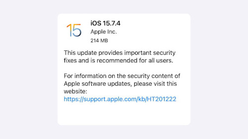 ابل تطلق تحديث iOS 15.7.4 لأجهزة الايفون والايباد القديمة