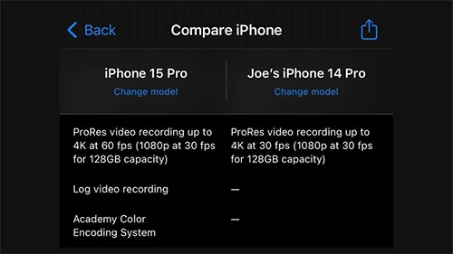 ايفون 15 برو - لا يمكنك التقاط فيديو ProRes بدقة 4K إلا في الحالات التالية