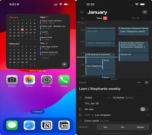 تطبيق Notion Calendar للايفون